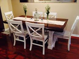 Refinished Dining Room Table Dark Stained Top And Painted White Bottom Table Ori Refinishing Kitchen Tables Farmhouse Kitchen Tables Rustic Dining Room Table