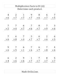 The Multiplying 1 To 9 By 6 And 7 35 Questions Per Page A Math Worksheet From The M Multiplication Facts Worksheets Multiplication Facts Multiplication