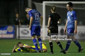Adrian Mancini of Northcote City pushes Brayden Mann of the Stikers... News  Photo