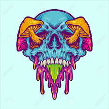 With the departure of winter i'm just going down the list and with that said here is another wicked cool trippy type of art on a new how to draw a skull orb. Psychedelic Skull Magic Mushroom Mascot Illustrations For Merchandise Royalty Free Cliparts Vectors And Stock Illustration Image 157784631