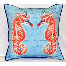 Coral sea seahorse by annaki. Coral Seahorses Outdoor Pillow Beach Decor Shop