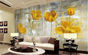 Yellow Flower Mural Painting 3d Wall Paper Artwork For Living Room Yellow Home Decor Living Room Art