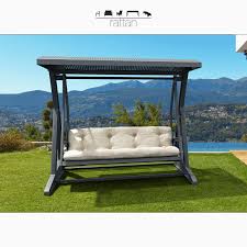 Siesta Salincak Koyu Gri Rattan Bahce Salincagi