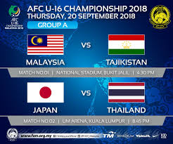 Upload, livestream, and create your own videos, all in hd. Fa Malaysia On Twitter 2018 Afc U 16 Championship Thursday 20 September 2018 Malaysia Vs Tajikistan Ticket Counters Open At 1 30pm Rm20 Rm15 Rm10 Rm5 Kids Japan Vs Thailand