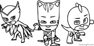 Pj masks coloring pages owlette. Owlette Catboy And Gekko From Pj Masks Coloring Page Coloringall