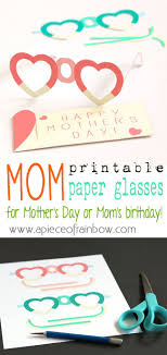 Cute Birthday Crafts For Mom Printable Mom Glasses Paper Craft A Piece Of Rainbow Paper Crafts Mothers Day Crafts Papercraft Printable