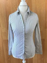 H M Shirt Sz 6 Women S Long Sleeve Black White Striped Blouse Button Top Cute Hm Buttondownshirt Career Black White Striped Blouse Tops Striped Blouse