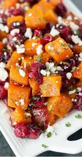 Honey Roasted Butternut Squash With Cranberries And Feta Recipe Thanksgiving Recipes Side Dishes Healthy Thanksgiving Recipes Thanksgiving Food Sides