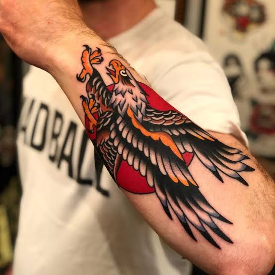 Eagle tattoo men traditional | Eagle tattoo american traditional, Traditional eagle tattoo sleeve, Bird tattoo
