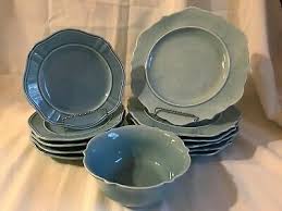 Coupe stoneware 12pc dinnerware set room essentials tar. 4 Pc Set Threshold Wellsbridge Stoneware Aqua Dinner Salad Plate Bowl Cup Mug 28 00 Picclick