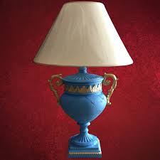 Lampe Stehlampe Vasenlampe Schirmlampe Stehleuchte Blau Gold