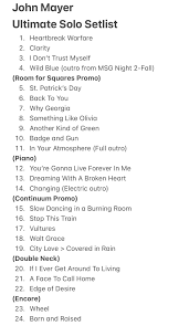 Ultimate Solo Setlist Results! : rJohnMayer