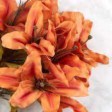 Florabunda new zealand provides a wide range of realistic silk flowers that can be purchased individually or by the bunch in some cases. Dark Orange Artificial Tiger Lily Bush Bushes Bouquets Floral Supplies Craft Supplies Factory Direct Craft