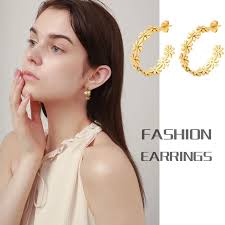 Daisy flor hoop brincos para mulher, 18 k ouro aço inoxidável orelha jóias  à prova dwaterproof água