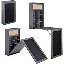 En Casa Compact Wall Integrated Desk Office Computer Workstation Table 156 X 50 X 91 5 Cm Furniture For Small Spaces Fold Away Desk Space Saving Furniture