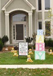 One Day Of Front Yard Decorations Front Yard Surprises Baby Blocks Baby Shower Polka Dot Baby Shower Tiffany Baby Showers