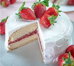 1 angel food cake (already prepared) 1 quart strawberries 2 small packages jello cheesecake sugar free pudding mix ½ gallon nonfat milk 1 container. Easy Vanilla Cake With Strawberry Jam Vegan One Green Planet