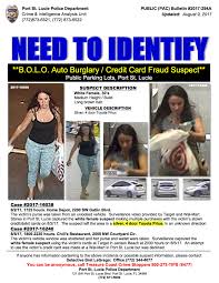 The nilson report found that by 2014, nearly half (48.2 percent) of all credit card fraud in the world came from the u.s., despite contributing just 21.4 percent of card sales volume worldwide. Bolo Female Auto Burglar Credit Card Fraud Treasure Coast Local News Local Events