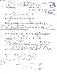 Little Wing Jimi Hendrix Guitar Chord Chart Guitar Chords And Lyrics Lyrics And Chords Learn Guitar Chords