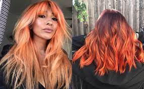 El Cabello Color Naranja Neon Arrasa En Instagram Para Este Otono Reflejos Rubios Claros Pelo Balayage Mechas Californianas En Pelo Oscuro