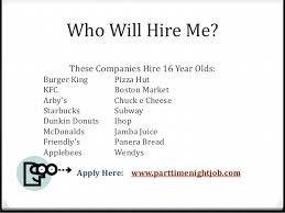 Jobs For 16 Year Olds In Restaurants
