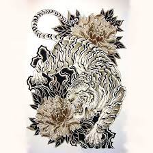 Cool Japanese Tiger Tattoo Design Nice Oriental Tiger Design With Flowers Tiger Tattoo Design Japanese Tiger Tattoo Japanese Tattoo