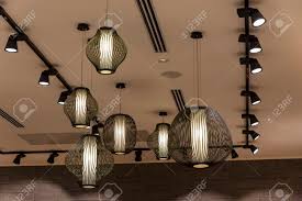 Decorating Hanging Lantern Lamps In Wooden Wicker Made From Bamboo Stock Photo Picture And Royalty Free Image Image 120612194
