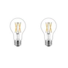 Philips 60 Watt Equivalent A19 Dimmable With Warm Glow Dimming Effect Clear Glass Led Light Bulb Soft White 2700k 2 Pack 556878 The Home Depot In 2020 Led Light Bulb Light Bulb Outdoor Light Bulbs
