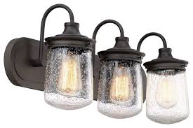Kira Home Mason 23 Vanity Bathroom Light Seeded Glass Shade Industrial Bathroom Vanity Lighting By Modum Decor