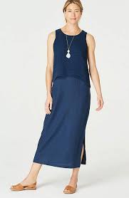 Image For Pure Jill Layered Linen Maxi Dress Linen Maxi Dress Maxi Knit Dress Maxi Dress
