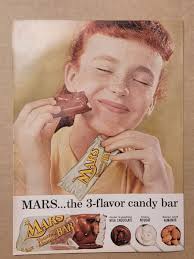 VINTAGE 1957 Print Ad Advertisement Mars Candy Bars The 3 Flavor Candy Bar  Girl