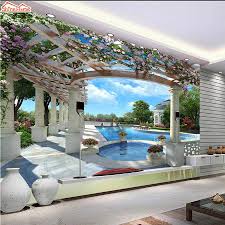 8d Silk Mural Wallpaper 3d Photo Wall Paper Papers Home Decor Wallpapers For Bedroom Walls Living Room In Rolls Swimming Pool Wallpapers Aliexpress Wallpaper Walls Bedroom Floor Murals Room Wallpaper