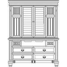 4 small shelves, 1 clothing rod, 2 drawers, 1 lock included. 86081t 02 Aico Furniture Tv Armoire Island White