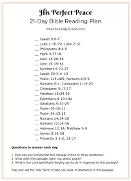 His Perfect Peace Bible Reading Plan Journal Intentional By Grace In 2020 Topical Bible Reading Plan Read Bible Bible Reading Plan