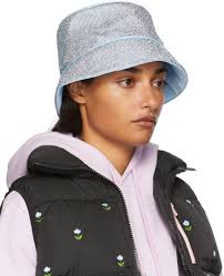 KARA Blue Crystal Mesh Bucket Hat Kara