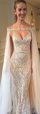 Dignified Sheath Wedding Evening Dress Beaded Mermaid Sweep Train Lace Poncho Evening Dresses For Weddings Greek Wedding Dresses Evening Dresses
