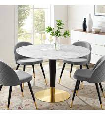 Find the table you've been looking for to update your living room. Zinque 47 Artificial Marble Dining Table In Gold White Lexmod