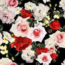 #roses pattern #pattern #floral pattern #flowers #flores #flora #flor #flore #vintage style pattern #vintage flowers #vintage floral #vintage wllpaper #vintage wallpaper. Seamless Floral Pattern With Roses Wallpaper Mural Uniqstiq