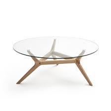 Solid oak coffee table 38x 38 good sale!!!!! Maricielo Oak Glass Coffee Table Diameter 90 Cm Natural Oak Am Pm La Redoute