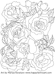Rose flowers coloring pages 01! Roses Happy Family Art
