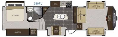 This beautiful front living fifth wheel is amazing! The Keystone Avalanche 380fl Fifth Wheel Has Space To Spare Blue Dog Rv