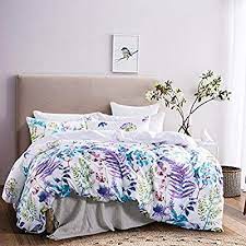 Amazon Com Leadtimes Violett Duvet Cover Set Floral King Lavender Purple Comforter Cover Set With 1 Duvet Duvet Cover Sets Comforter Cover Hotel Bedding Sets