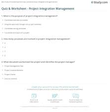 Ma 114 worksheet # 2: Quiz Worksheet Project Integration Management Study Com