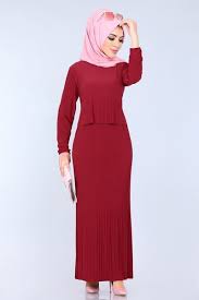 Modaselvim Elbise Piliseli Tesettur Elbise 5248il377 Bordo With Images Dresses Fashion High Neck Dress