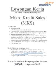 Baca loker terupdate seputar peristiwa terkini di daerah sekitarmu sekarang juga! Lowongan Kerja Bank Mandiri