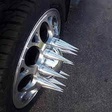 Spiked lug nut kit by metal lugz®. 33mm Polished Aluminum 6 Round Spike Spikecraft Products