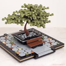 I Ve Updated The Bonsai Garden It S Now Got A Full Walkway With Stairs Refined Benches A New Mix Lego Sculptures Lego Design Cool Lego