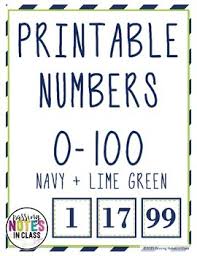 0 100 printable numbers navy and lime green editable