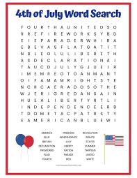 4th Of July Word Search Free Printable Holiday Word Search Easy Holidays Crafts 4th Of July