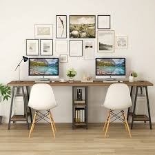 Tribesigns 94 Computer Desk Extra Long Two Person Desk W Storage Shelf Office Affilink Artdesks Astdesksforkid Home Office Design Home Desk Two Person Desk